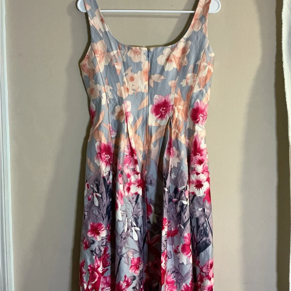Nine West Pink and Gray Floral Midi Dress - Picture 5 of 10